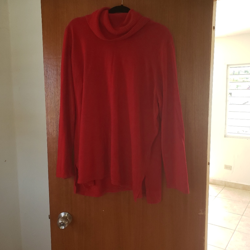 Red wide turtle neck sweater
